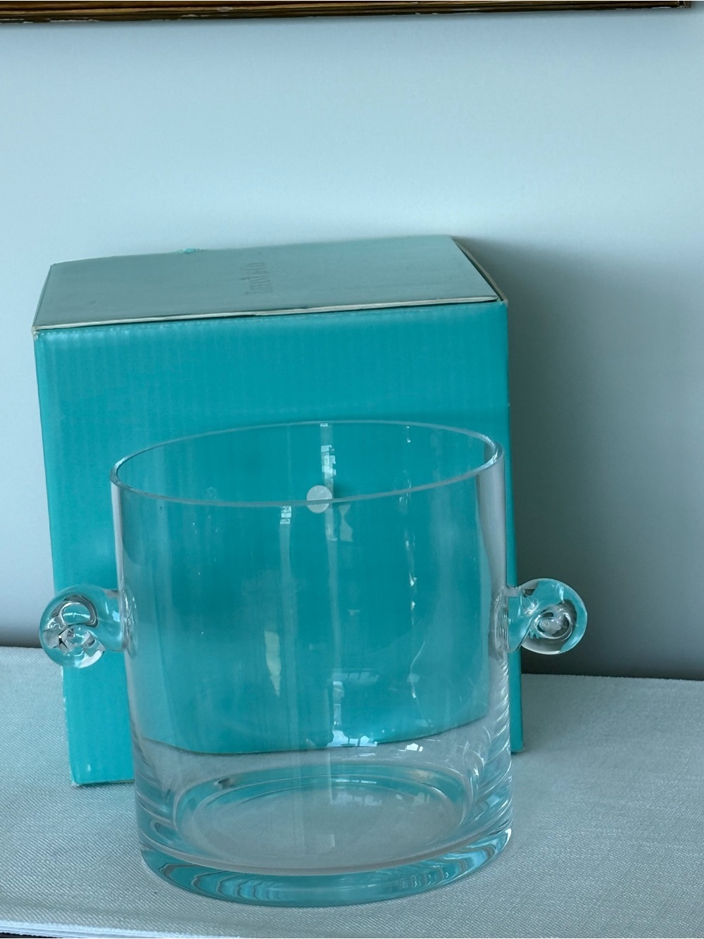 Tiffany Clear Ice Bucket or Wine Chiller with Decorative Handles NIB